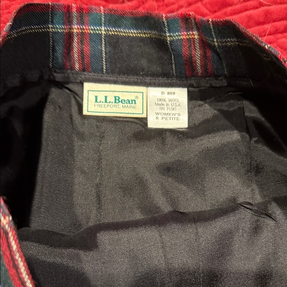 LL Bean Petite Women's Pleated Skirt - Red and Green - Picture 2 of 3